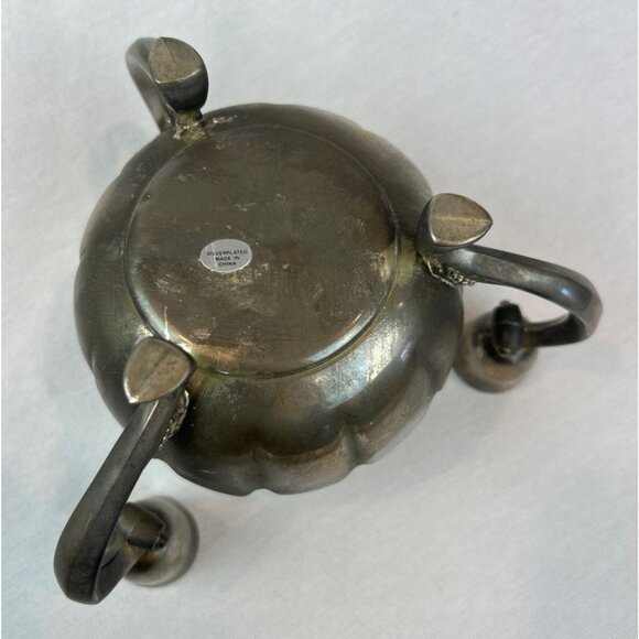 Vintage Silver Plated Lotus Flower Bowl 3-Candle Holder - Picture 7 of 12